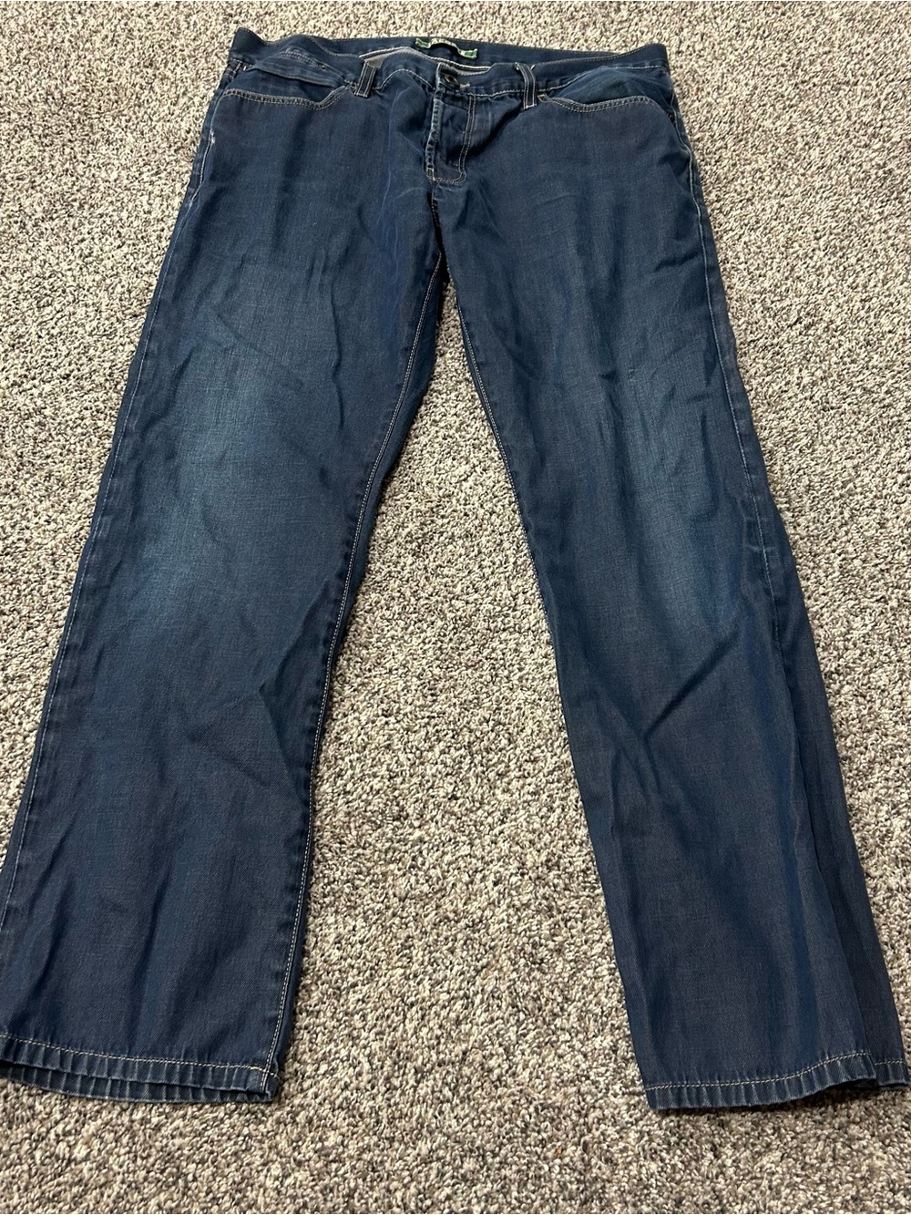 Lacoste Men's Jeans 34 Blue Button Fly Straight Leg Dark Wash Cotton Denim